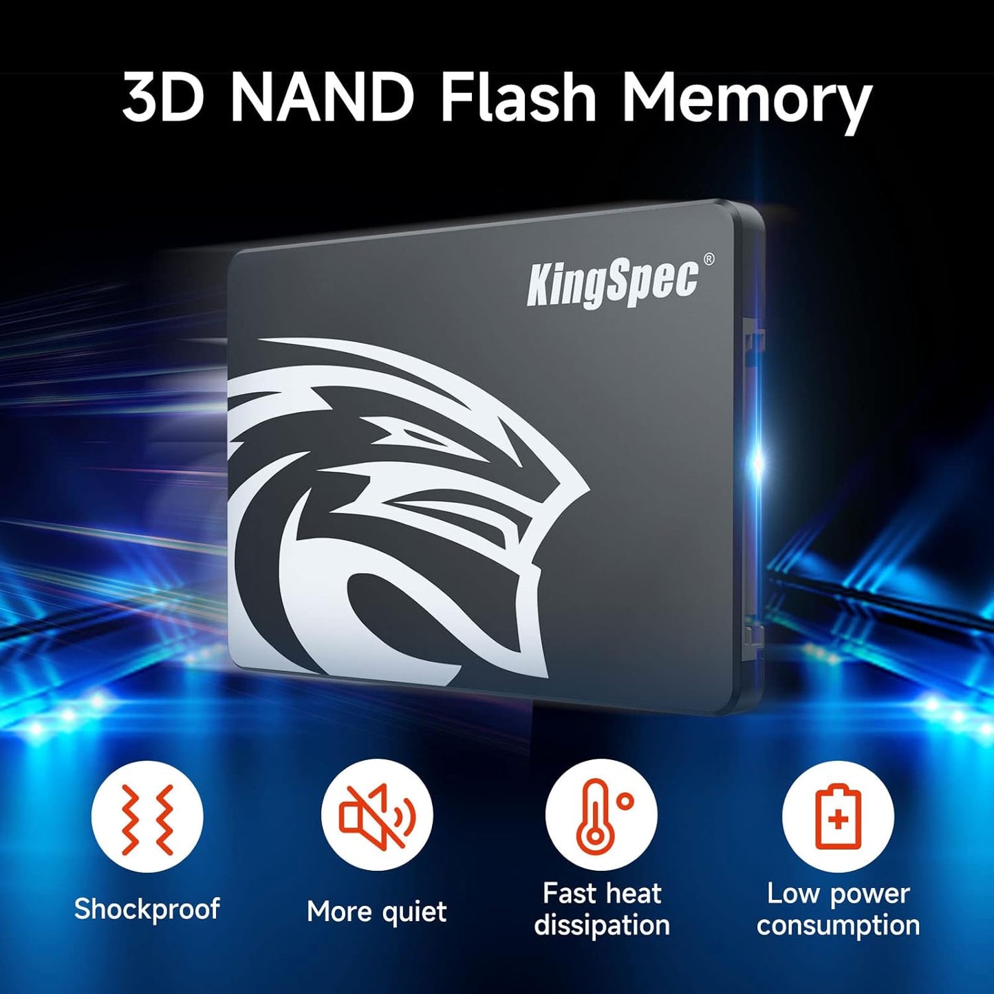 KingSpec 512GB 2.5 SSD SATA III Internal - 550MB/s Read, 520MB/s Write with 3D NAND Flash, for Laptop & Desktop PC Upgrade