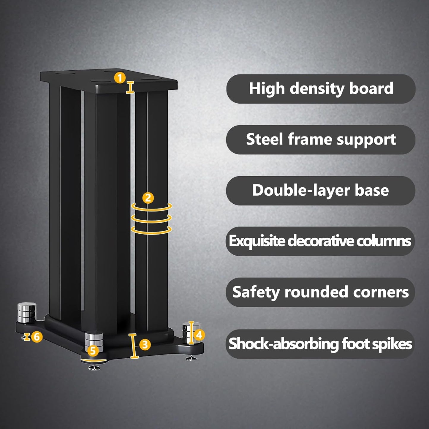 A Pair of Speaker Stands, Bookshelf Speaker Stand Steel Frame Support for Speakers up to 40 kg, Vibration-Absorbing MDF Design, Universal Speaker Stand Improves Sound Quality (40cm/15.7in)