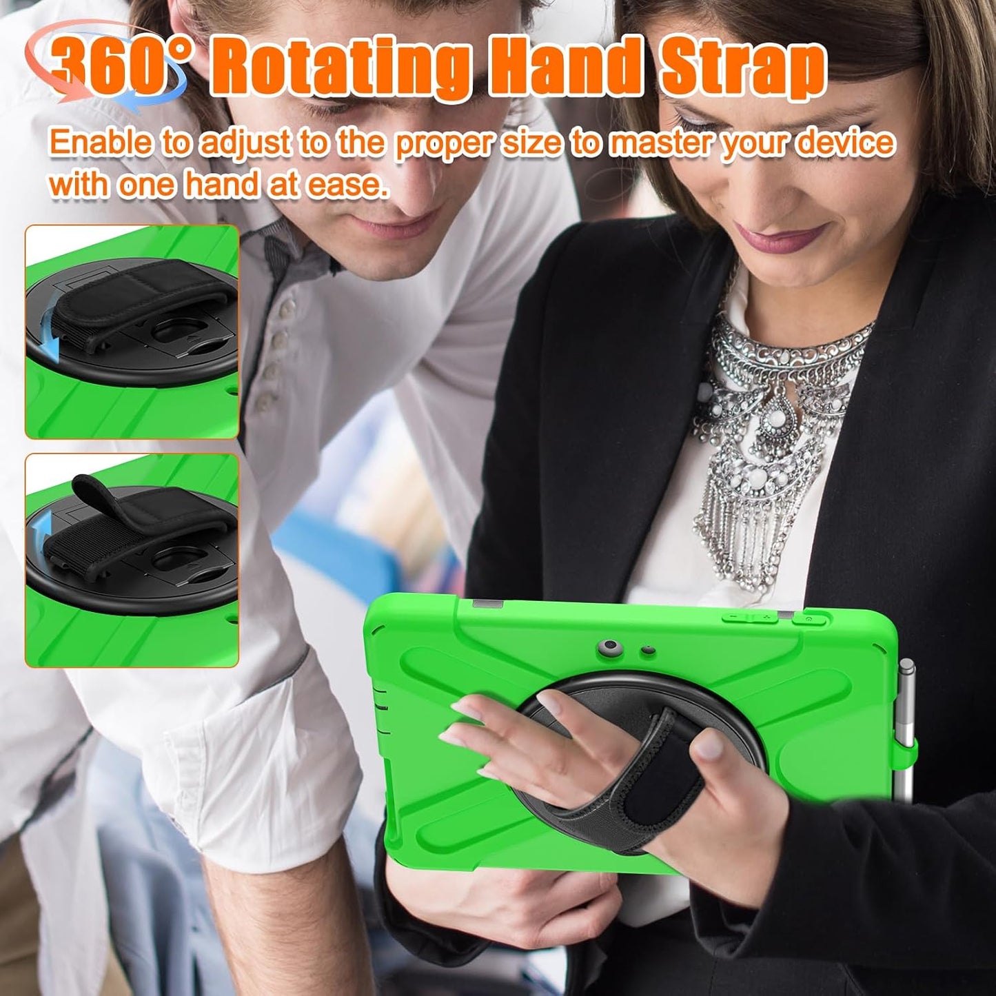 ZenRich Rugged Case for Surface Go 4 (2023)/Surface Go 3 (2021)/ Surface Go 2 (2020), Surface Go (2018) with Pen Holder Heavy Duty Shockproof Case with Stand Hand Strap and Shoulder Belt-Green