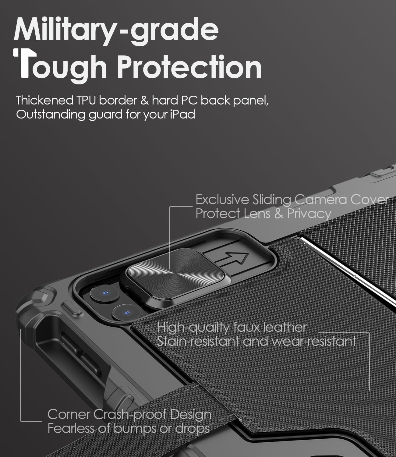 Nillkin Carry Go Keyboard Case for iPad Air 13 inch (M3/M2) with Handle, iPad Pro 12.9 (3rd/4th/5th/6th Gen) Rugged Case with Detachable Keyboard, Magic Trackpad, 7 Colors Backlit, Camera Cover, Black