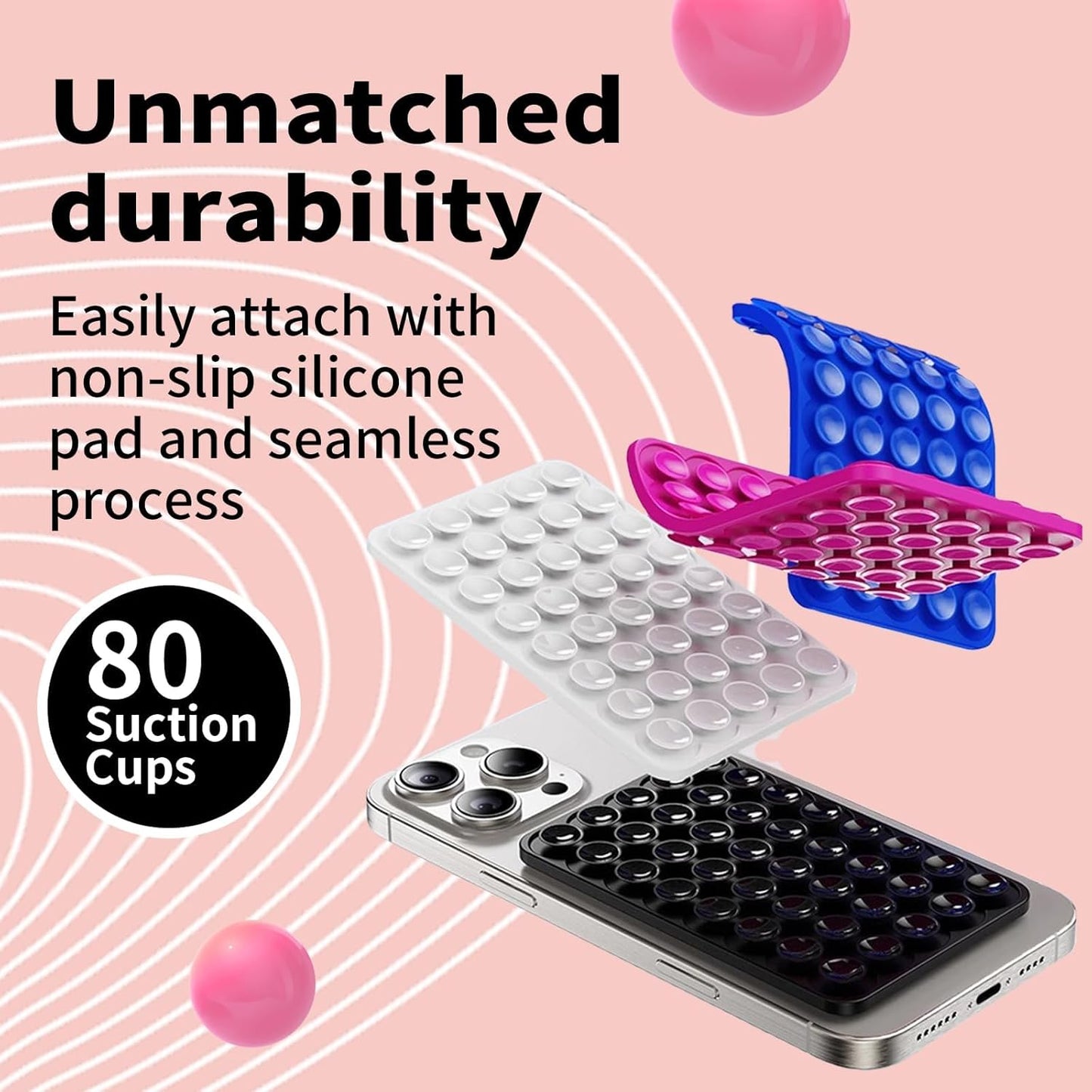 Octobudy Silicone Sticky Grip Suction Cup Phone Mount - Double Sided, Higher Suction Power Holder for Hands-Free Selfies & Videos,Silicone Phone Sticky Grip Compatible iPhone Android（Blue）