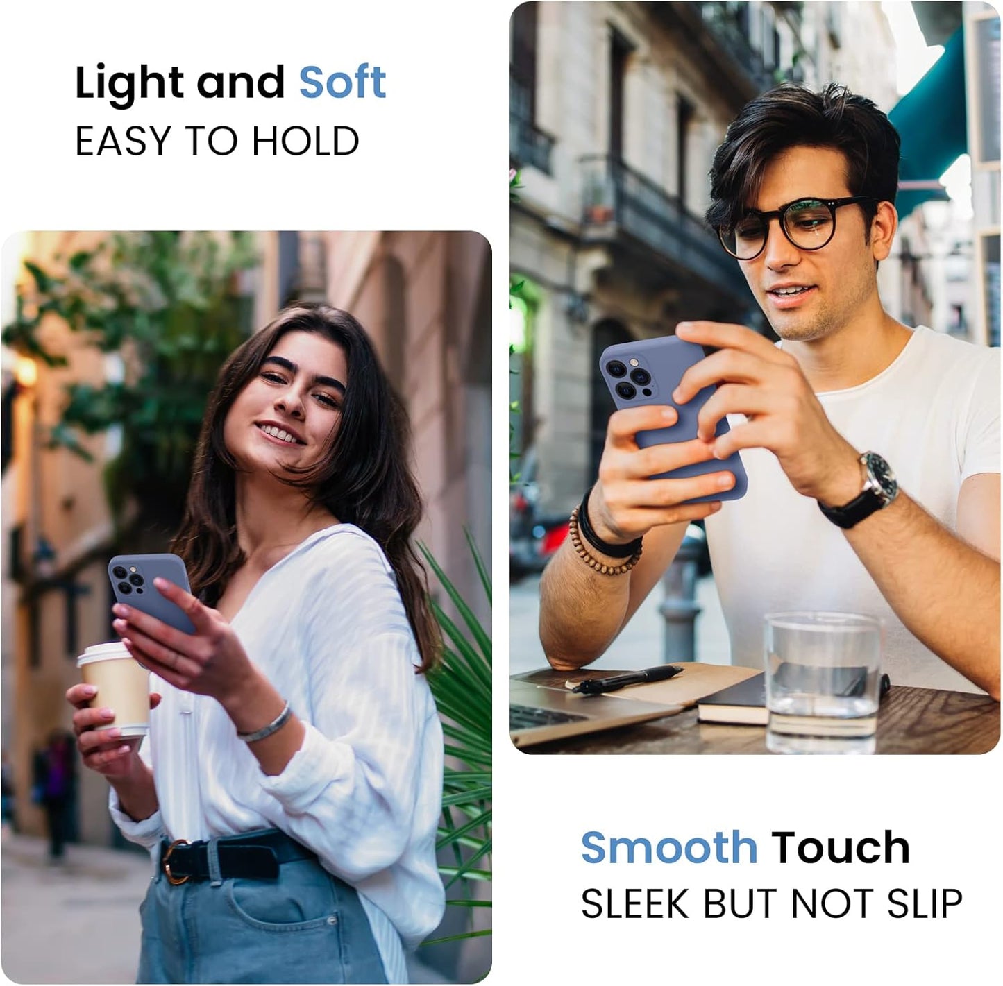 FireNova Designed for iPhone 15 Pro Max Case, Silicone Upgraded [Camera Protection] Phone Case with [2 Screen Protectors], Soft Anti-Scratch Microfiber Lining Inside, 6.7 inch, Lavender Gray