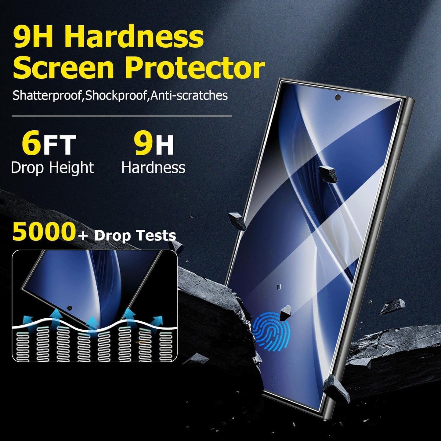 [4Pack] Screen Protector For Galaxy S24 Ultra [Tempered Glass] [Japan Glass with 9H Hardness] Fingerprint unlock with installation frame HD clear Screen Protector