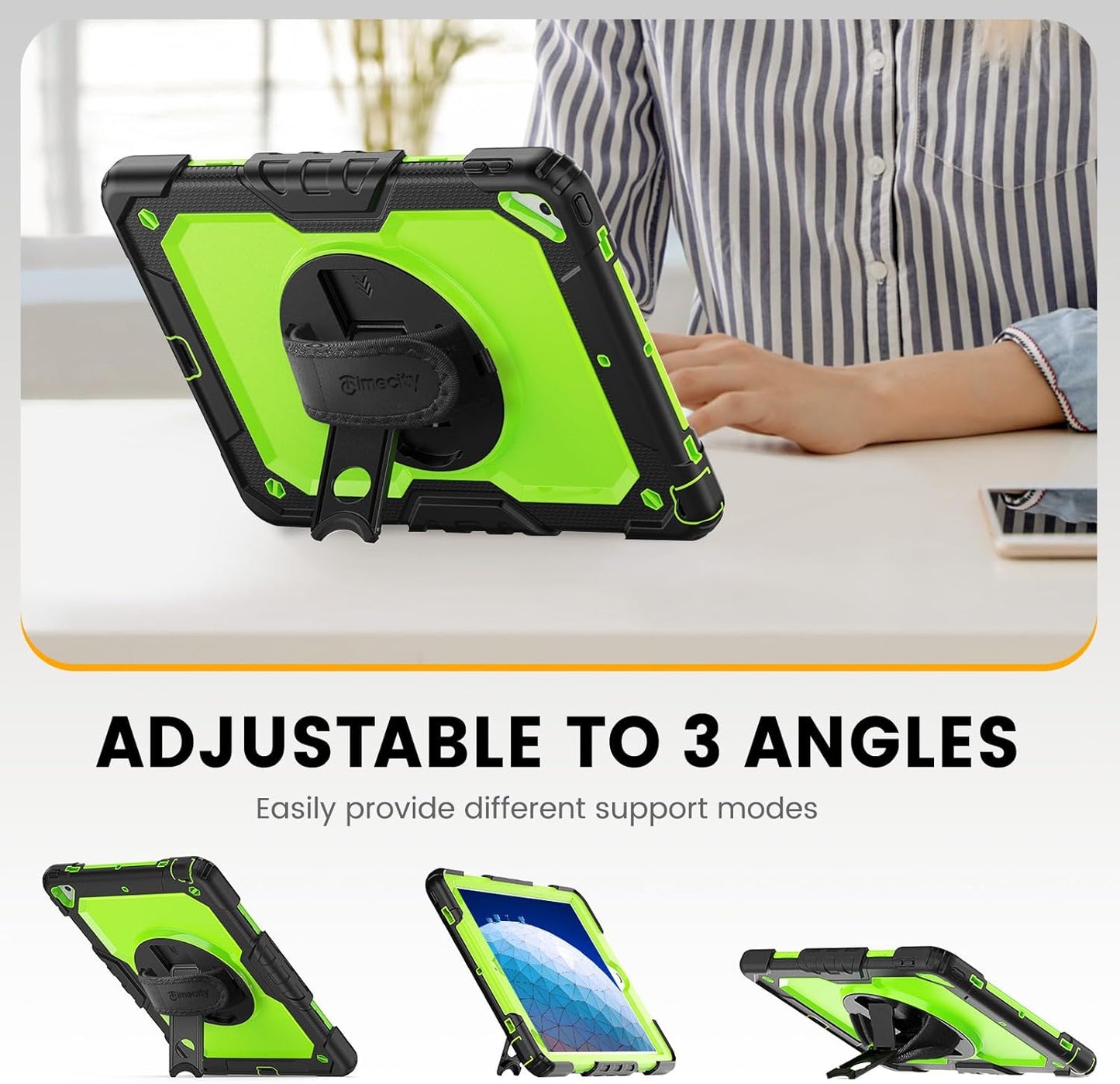 Timecity for iPad Air 3/ Pro 10.5 Inch Case, 360° Rotating Stand, Pencil Holder, Shockproof with Screen Protector & Shoulder Strap - Heavy Duty Protection Case for iPad Air 3rd Gen - Green