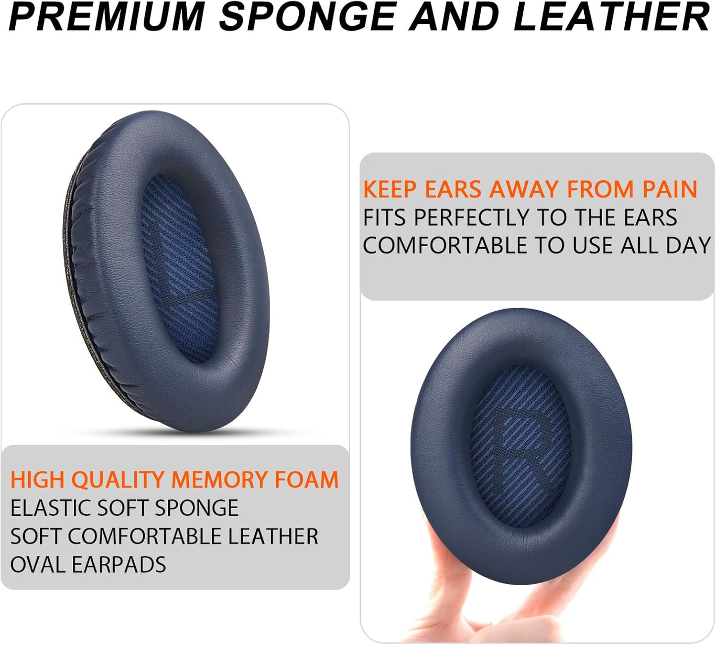 Premium Replacement Ear Pads for Bose QC35 & QC35ii Headphones by GEVO- Comfortable Adaptive Memory Foam and Extra Durable - Fits QuietComfort 35 & 35ii / SoundLink 1&2 AE（Over-Ear（Blue）