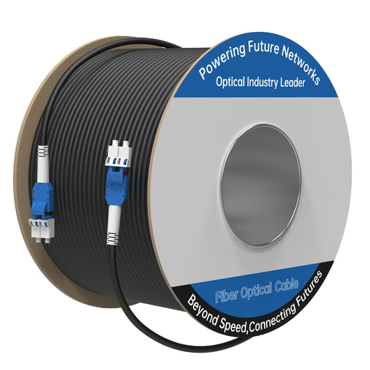 610M/2001FT LC to LC Armored Outdoor Fiber Optic Cable, Single Mode Duplex 9/125μm SMF Fiber Patch Cord, OS1/OS2 Compatible, Black LSZH Jacket, Uniboot Jumper for FTTH, Data Center, Long-Distance Use