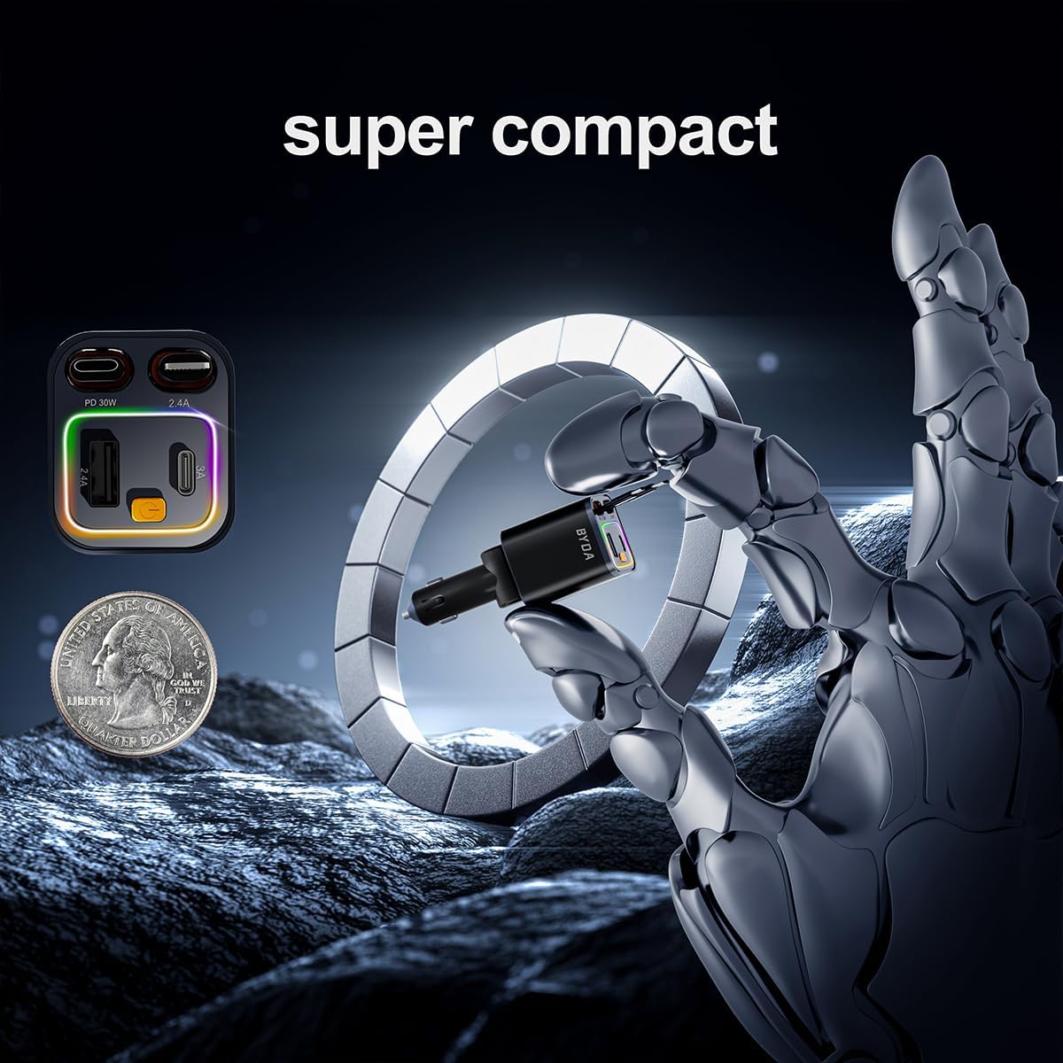 [2025 Mirco-Version] 4 in 1 Retractable Car Charger,69W Car Charger USB C,Cigarette Lighter Adapter,Fast Charging for iPhone 16e/16Pro Max,Galaxy,iPad,Pixel (Dual Cord USB-C) Black