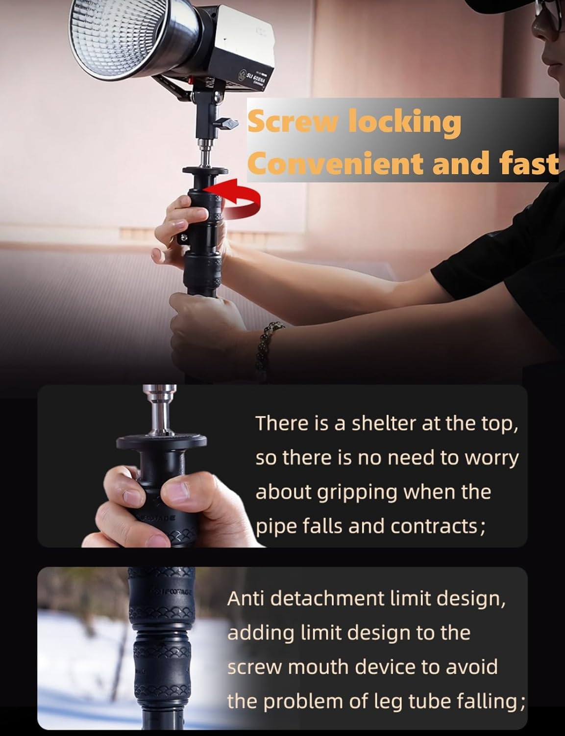 IFOOTAGE Cobra RB-A400,79" Round Base Monopod,Aluminum Photography Light Stand Flat Base for DSLR Camera, Light,Payload 22LBS