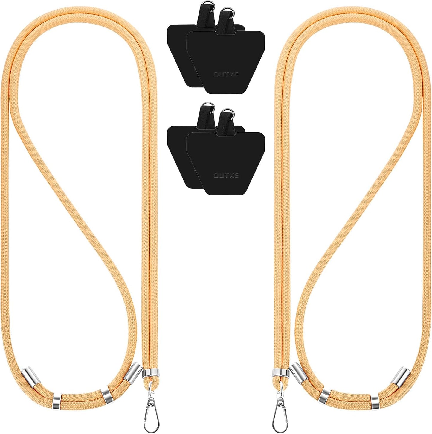 OUTXE Universal Phone Lanyard 2 Packs - 2× Adjustable Neck Strap, 4× Phone Patches- Apricot Elegance