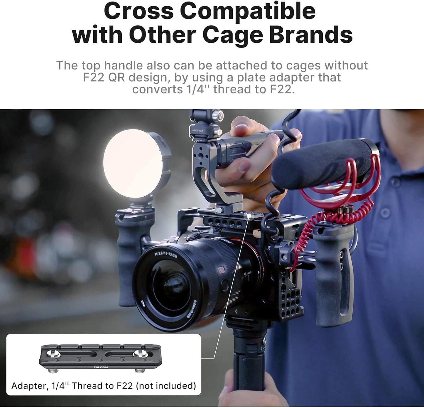 FALCAM F22 Camera Top Handle Quick Release Quick Release System Video Shooting Accessories Filming, Detachable Handle Grip Sling Mode Camera Monopod