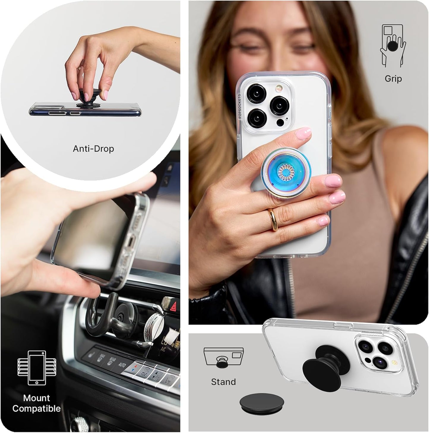PopSockets Phone Grip with Expanding Kickstand, Adhesive Grip - White