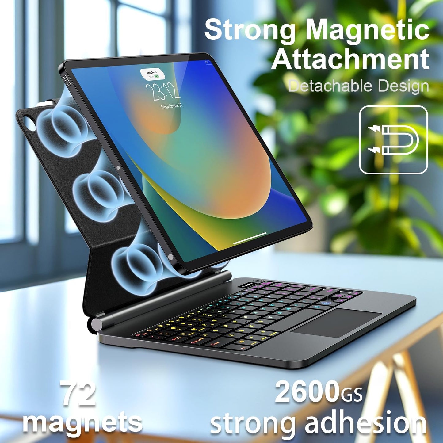 for iPad 9th Generation Case with Keyboard,Magic Style Keyboard Case for iPad 9th/8th/7th Gen 10.2 inch - Floating Cantilever Magnetic Stand Multi-Touch Trackpad (Black)