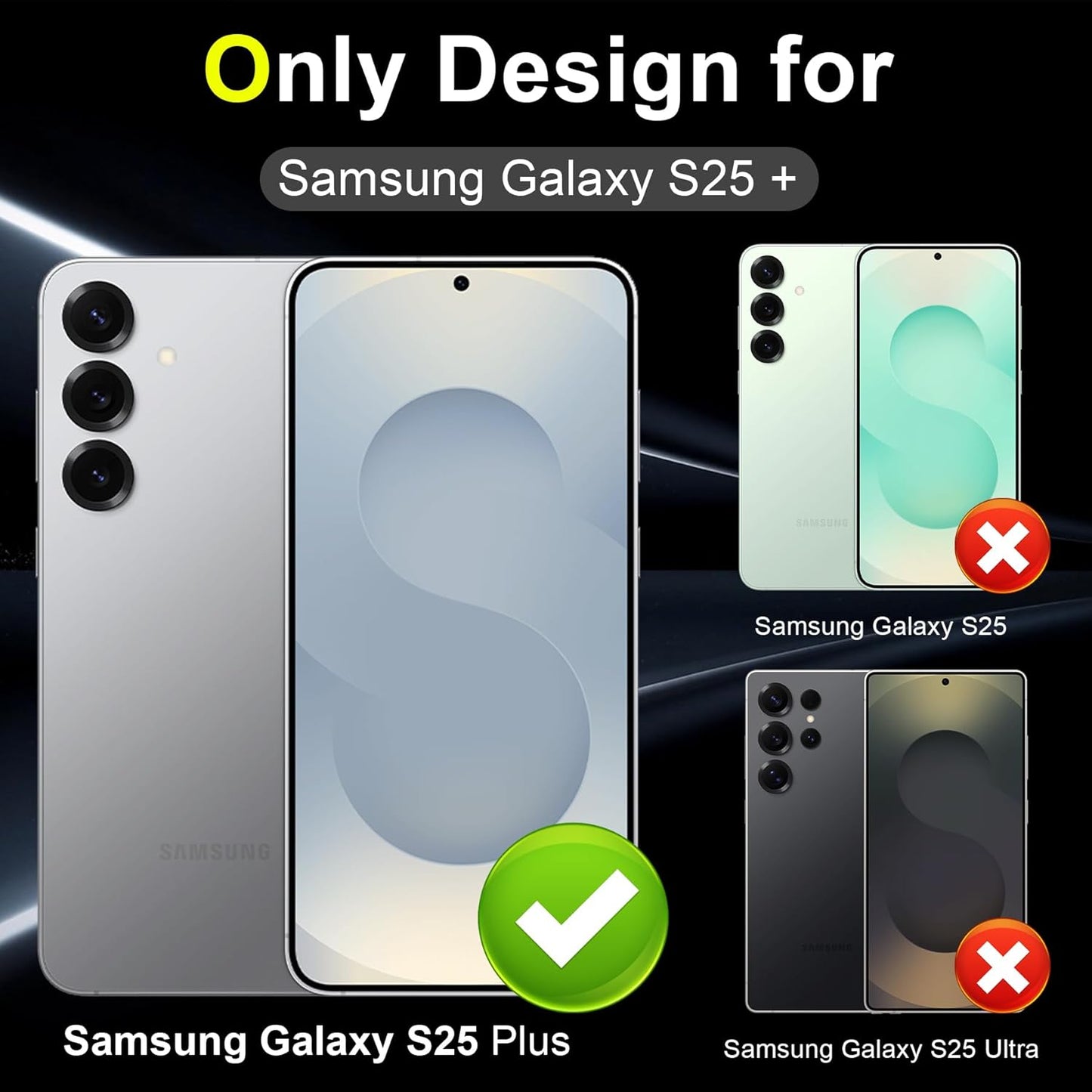 YWXTW Camera Lens Protector for Samsung Galaxy S25+ Plus Accessories [1:1 Fit & Ultra Clarity] 9H Tempered Glass Metal Individual Ring Camera Cover Screen Protector, Case Friendly (Multi-Coloured)