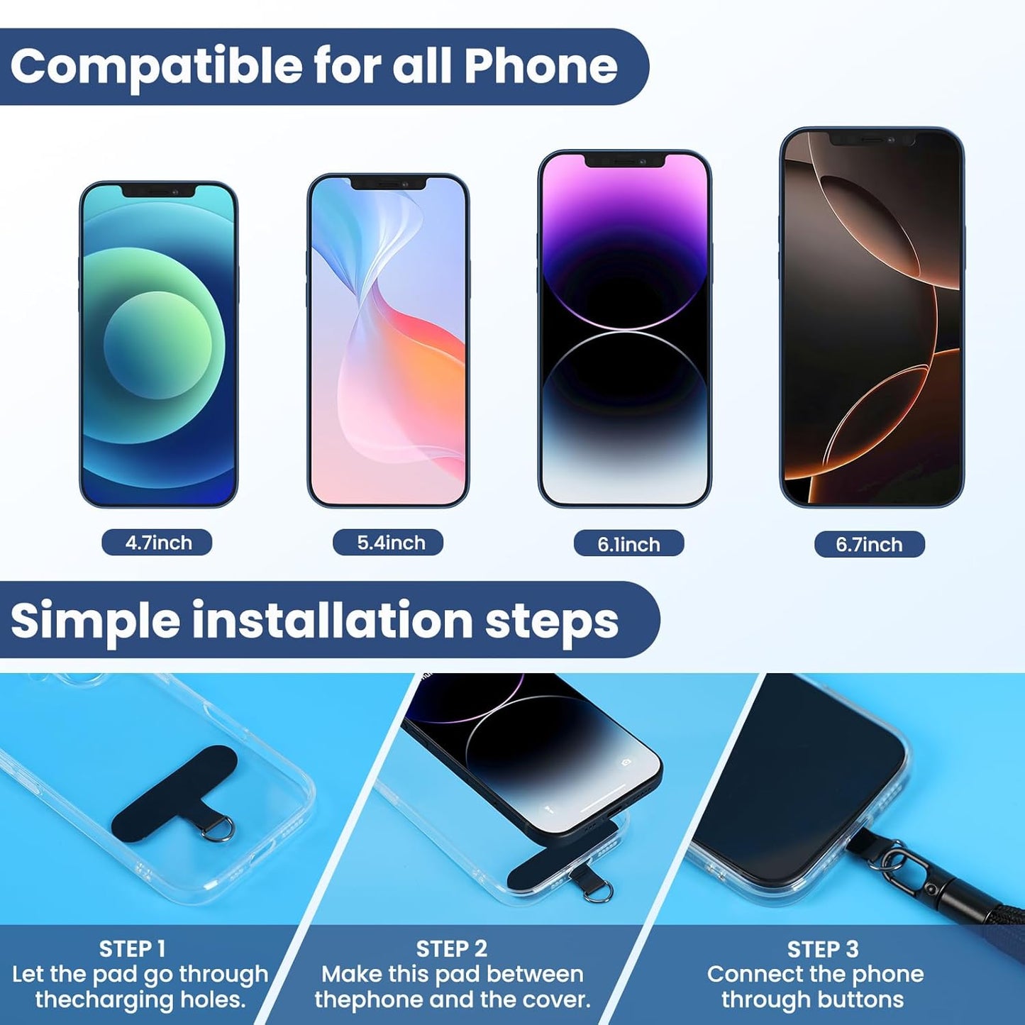 Phone Lanyard, 2 Pack Adjustable Cell Phone Lanyard Strap, Hand Wrist Strap Lanyard with Tether Tabs for Smartphones