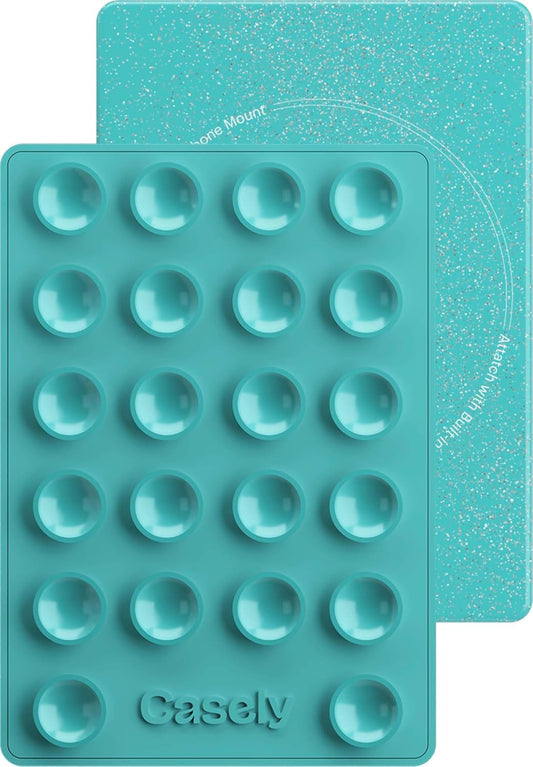 Casely Grippy Aquamarine MagSafe Compatible Cell Phone Mount Silicone Suction Cup Sticky Phone Holder and Stand
