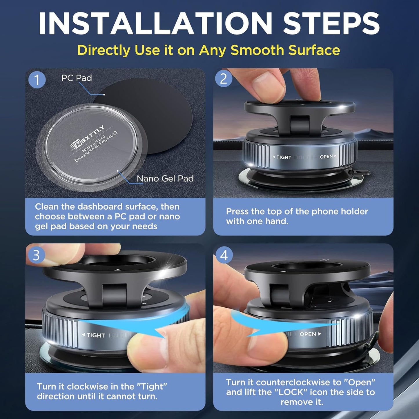 Vacuum Magnetic Phone Holders for Your Car 2026 Suction Cup Phone Mount with Washable Nano Gel Pads 360° Adjustable Phone Mount Unlock More Scenes,Phone Holder for Smartphone&Car/Gym/Mirror