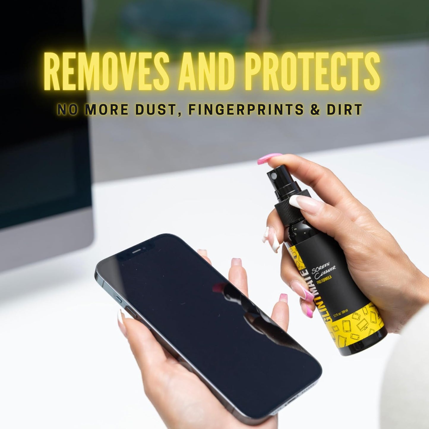 Screen Cleaner Spray (3.3oz - 100ml) - Streak-Free, Eco-Friendly Screen Cleaning Kit | Best for TV, Laptops, Computer Monitors, Phones, Tablets