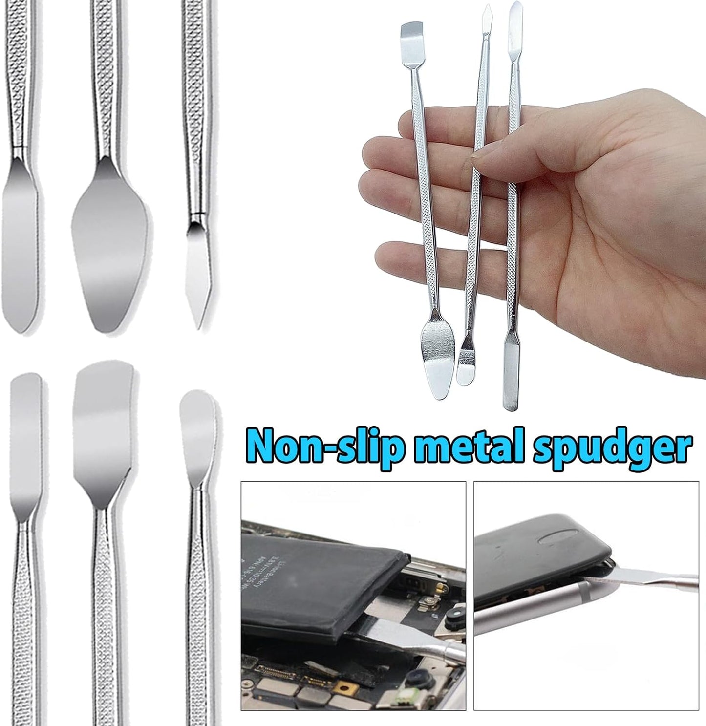 Spudger Pry Tool Kit 8 Piece Opening Tool, Metal Spudger Tool Kit, Ultra-Thin Prying & Open Tool for iPhone, Laptop, iPad, Cell Phone, MacBook, Tablet, Computer, Electronics Repair
