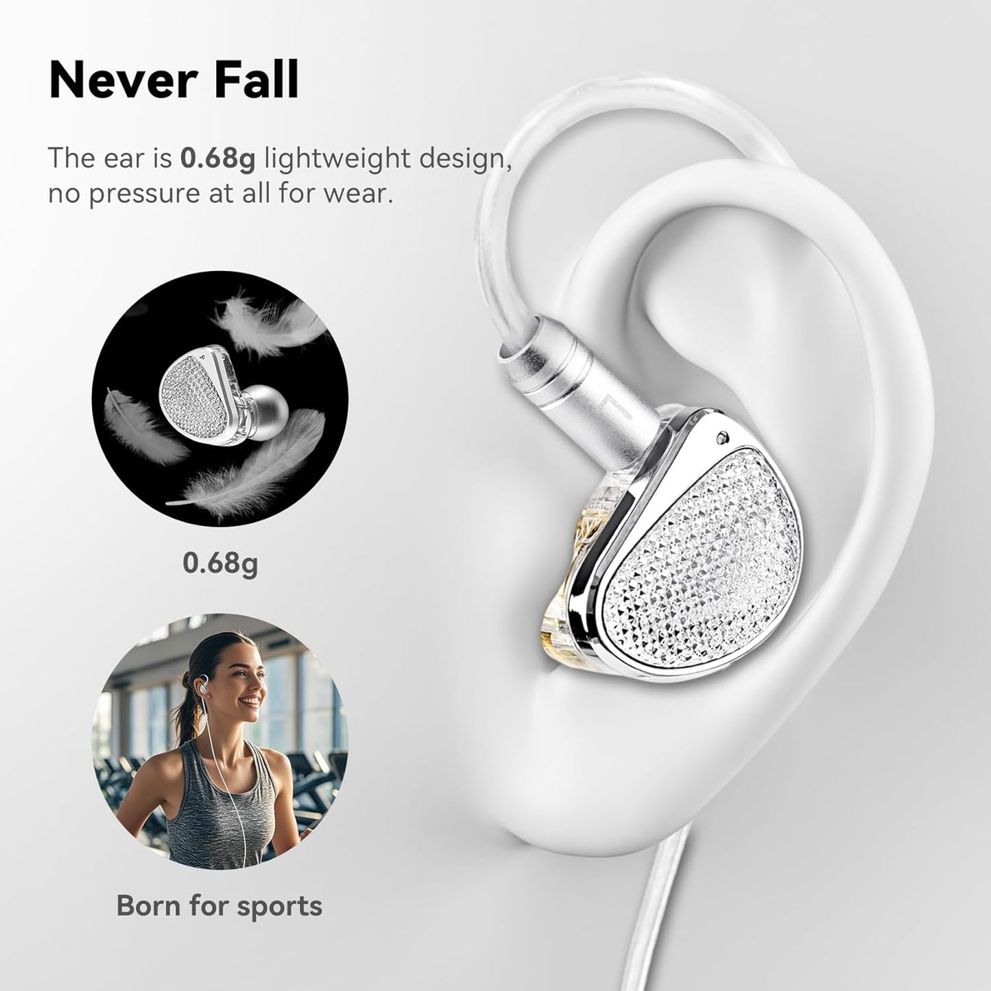 STA-K In Ear Monitor, EarAcoustic Audio HiFi Stereo Wired Earbuds, Hybrid Dual Drivers IEM Headphones, Crystal Clear Sound IEM Earphones with 2 Pin Cable for Musicians (With Microphone Usb, Silver)