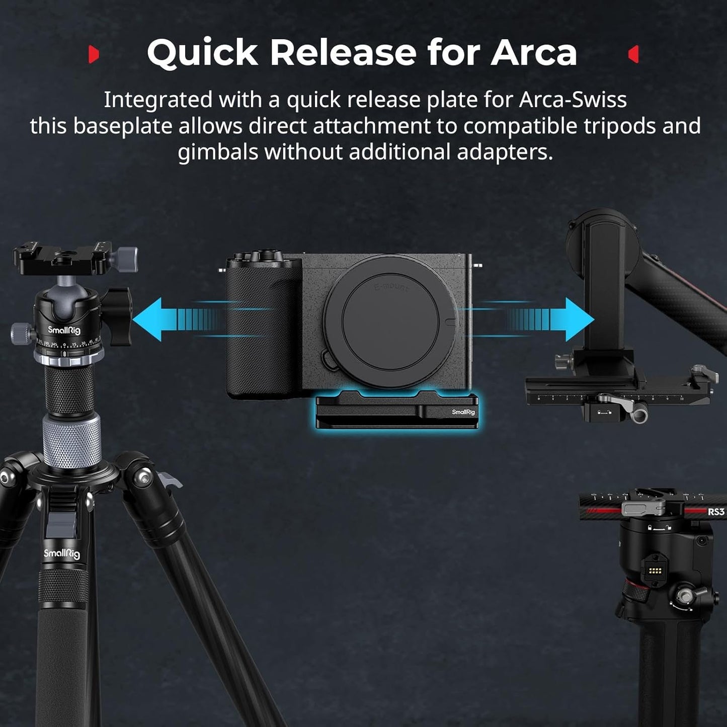 SmallRig Mount Plate for AirTag, Quick Release Camera Mount Baseplate for Arca-Type, Built-in EVA Pad, 1/4"-20 Screws, for Sony A7 III/ A7 IV/ A7C II/ A7C R/A6700 /A6400 /FX30 /FX3 /ZV-E10 II- MD5423