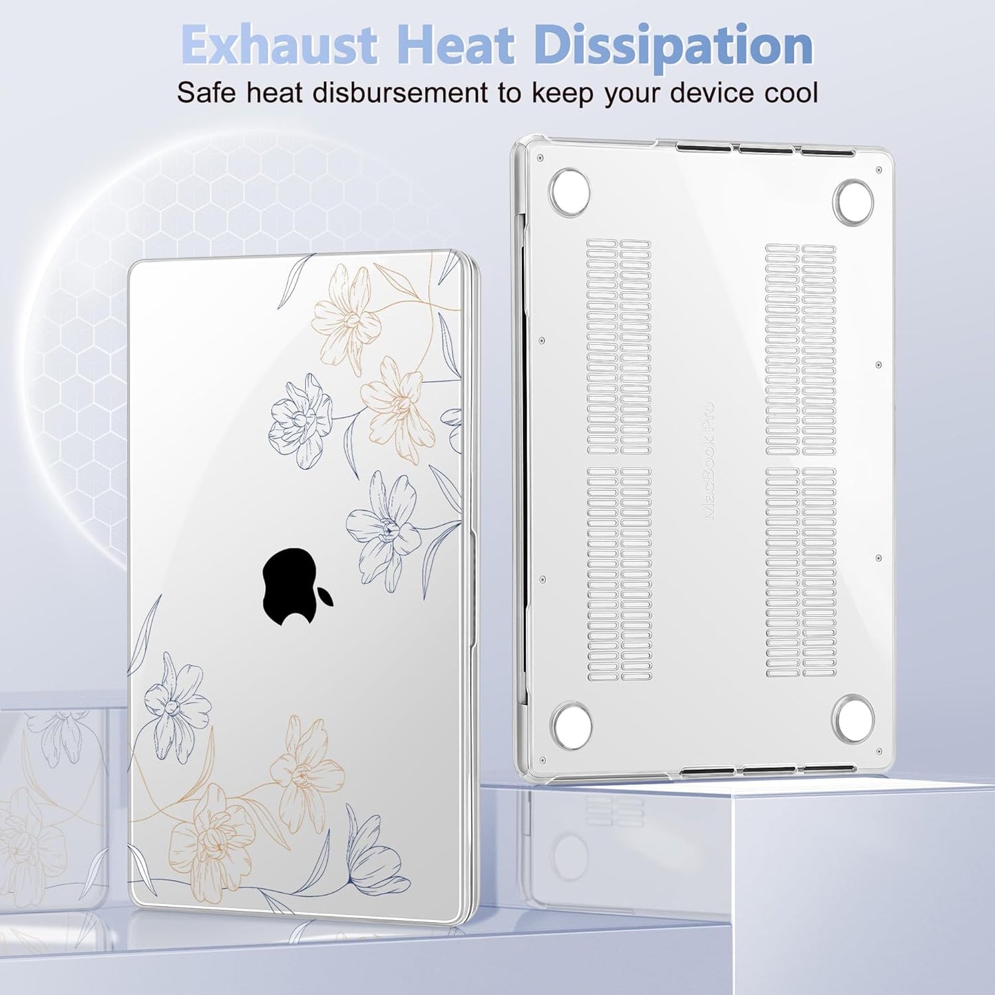 for MacBook Pro 16 inch Case 2021 2022 2023 2024 Release A3186 A3403 M4 A2991 M3 A2780 M2 A2485 M1 Pro/Max, Hard Shell Case with Screen Protector & Keyboard Cover, Floral