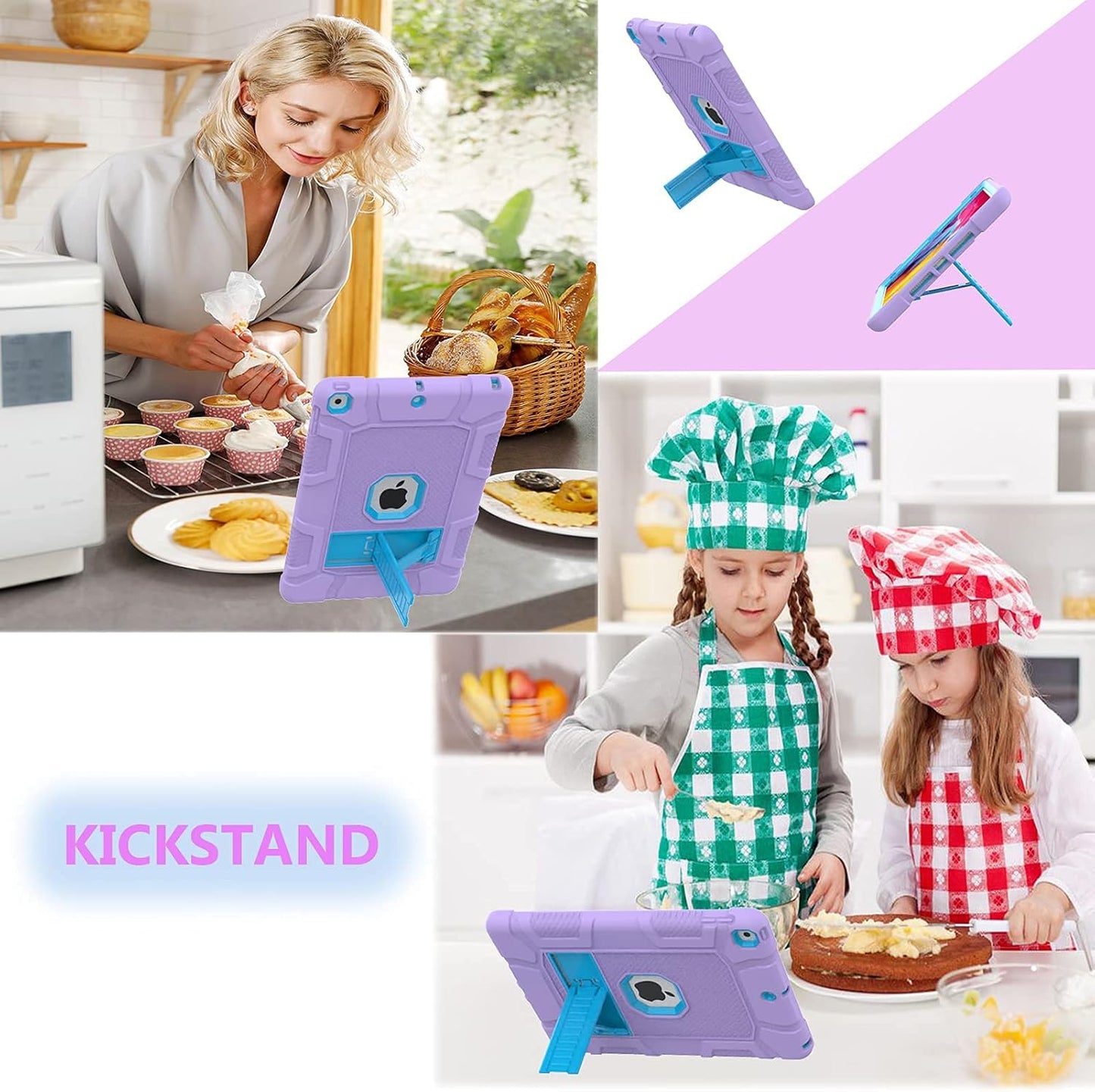 Rantice iPad 9th Generation Case, iPad 8th Generation Case, iPad 7th Generation Case, Hybrid Shockproof Rugged Drop Protection Cover with Kickstand for iPad 10.2'' Purple+Blue