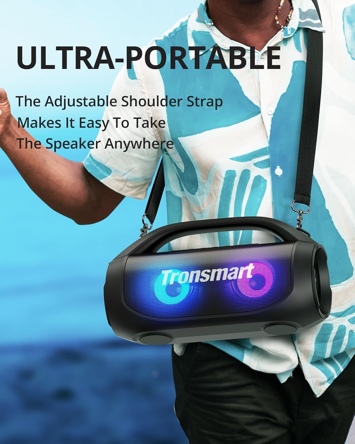Tronsmart Bang SE Portable Bluetooth Speaker, Colorful LED and 40W Wireless Stereo to Infuse Your Party, Ultra Lightweight Portable Design and IPX6 Waterproof, Suitable for Party/Outdoor/Travel