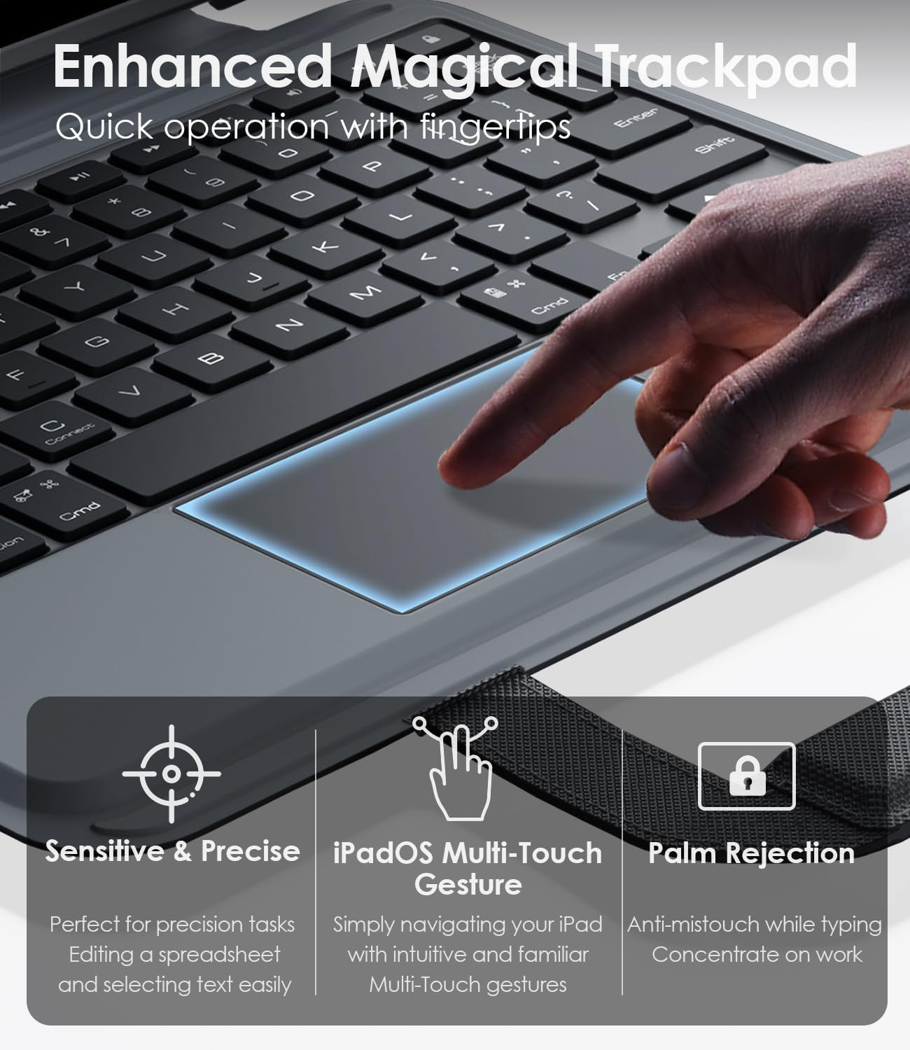 Nillkin Carry Go Keyboard Case for iPad Pro 11 inch (M4) 2024 with Handle, Rugged Case with Detachable Keyboard for iPad Pro 11, Magic Trackpad, 7 Colors Backlit, Camera Cover, Black