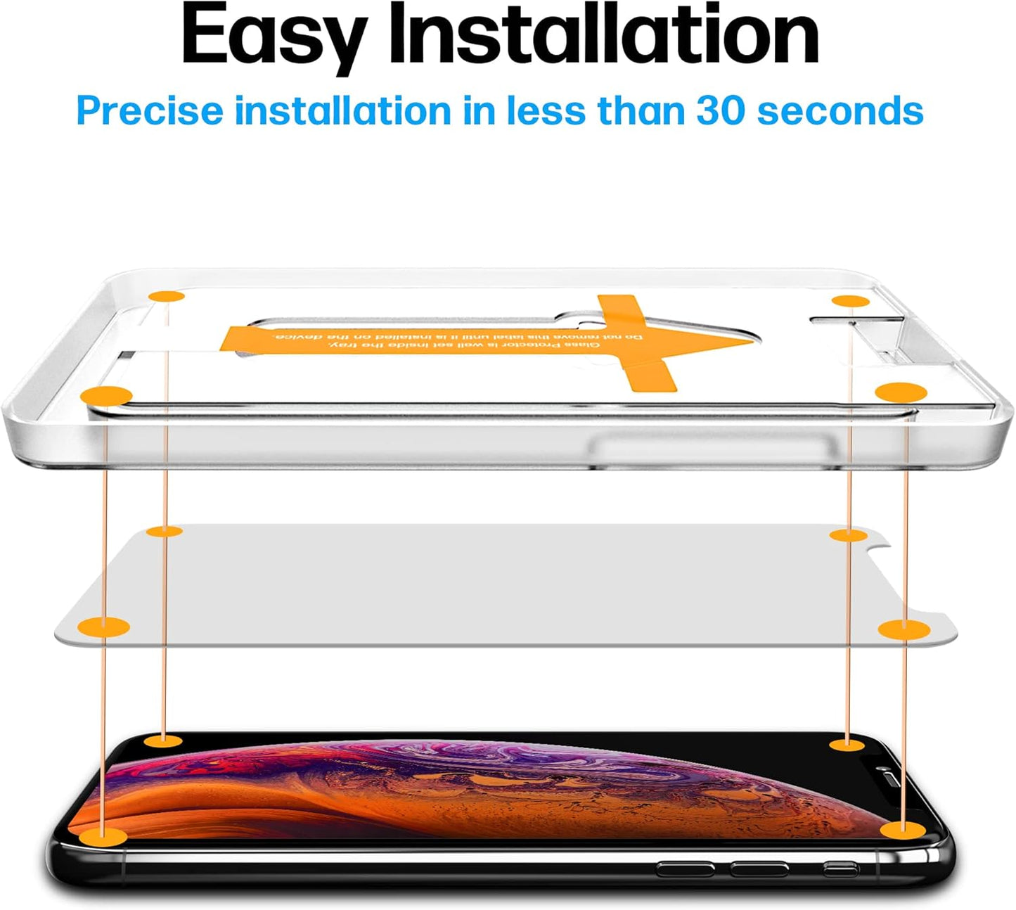 Power Theory Designed for iPhone X, iPhone Xs Screen Protector Tempered Glass [9H Hardness], Easy Install Kit, 99% HD Bubble Free Clear, Case Friendly, Anti-Scratch, 2 Pack