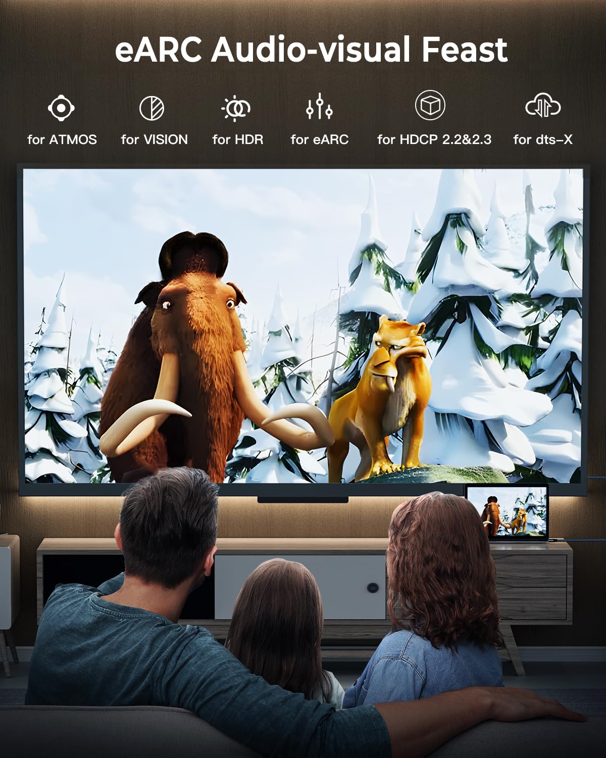 8K HDMI Cable 4ft, 48Gbps High Speed HDMI 2.1 Cable, HDMI Cord 8K@60Hz 4K@120Hz Support for HDR eARC HDCP 2.2&2.3, HDMI Cable 2.1 Compatible with HDTV, Laptop, Monitor, PC