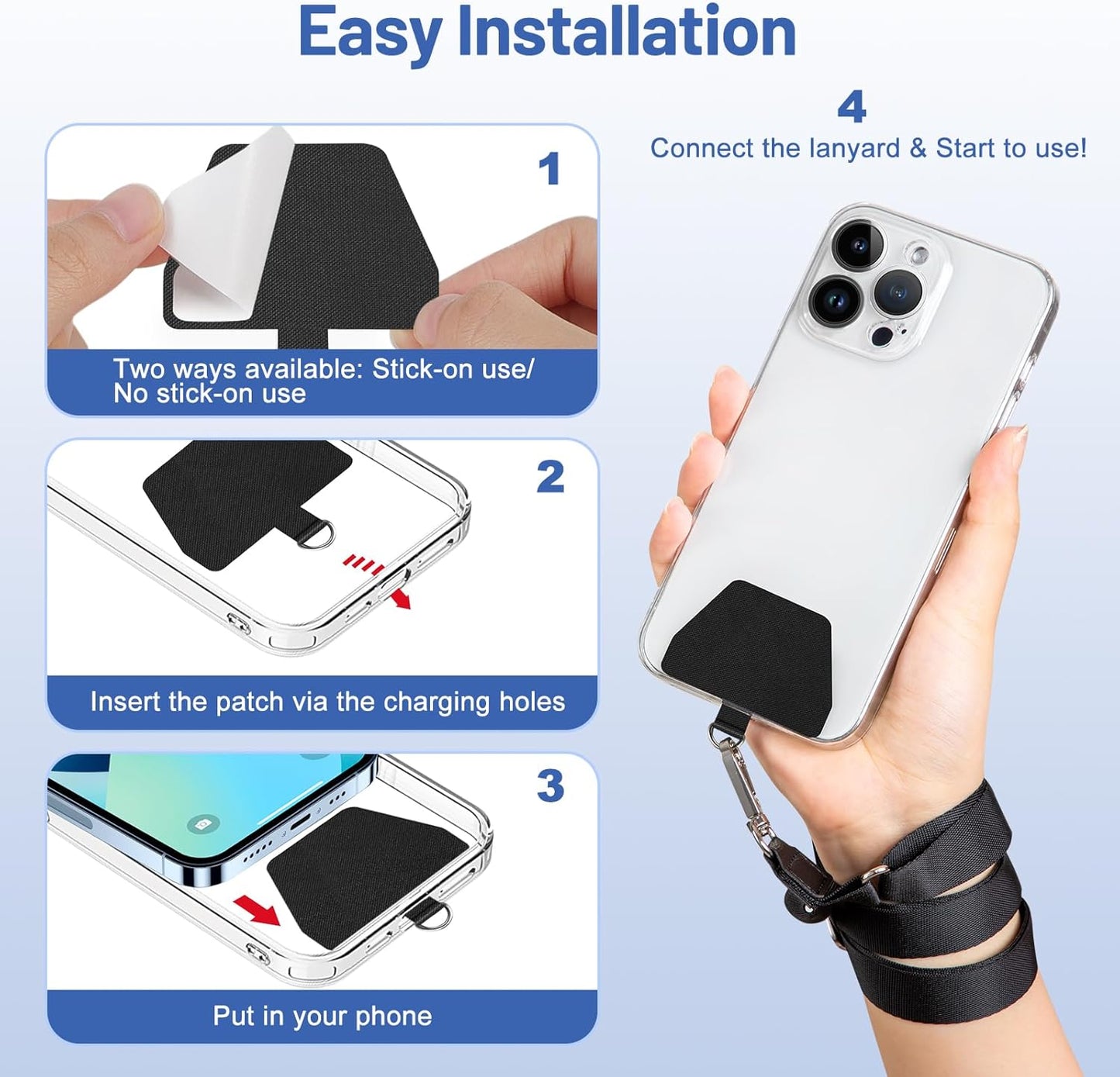 Doormoon Phone Lanyard, Universal Neck Strap with Patch for Phone Case Wallet Tether Key Chain ID Badge Holder for Most Smartphones, 2 Pack, Black Red