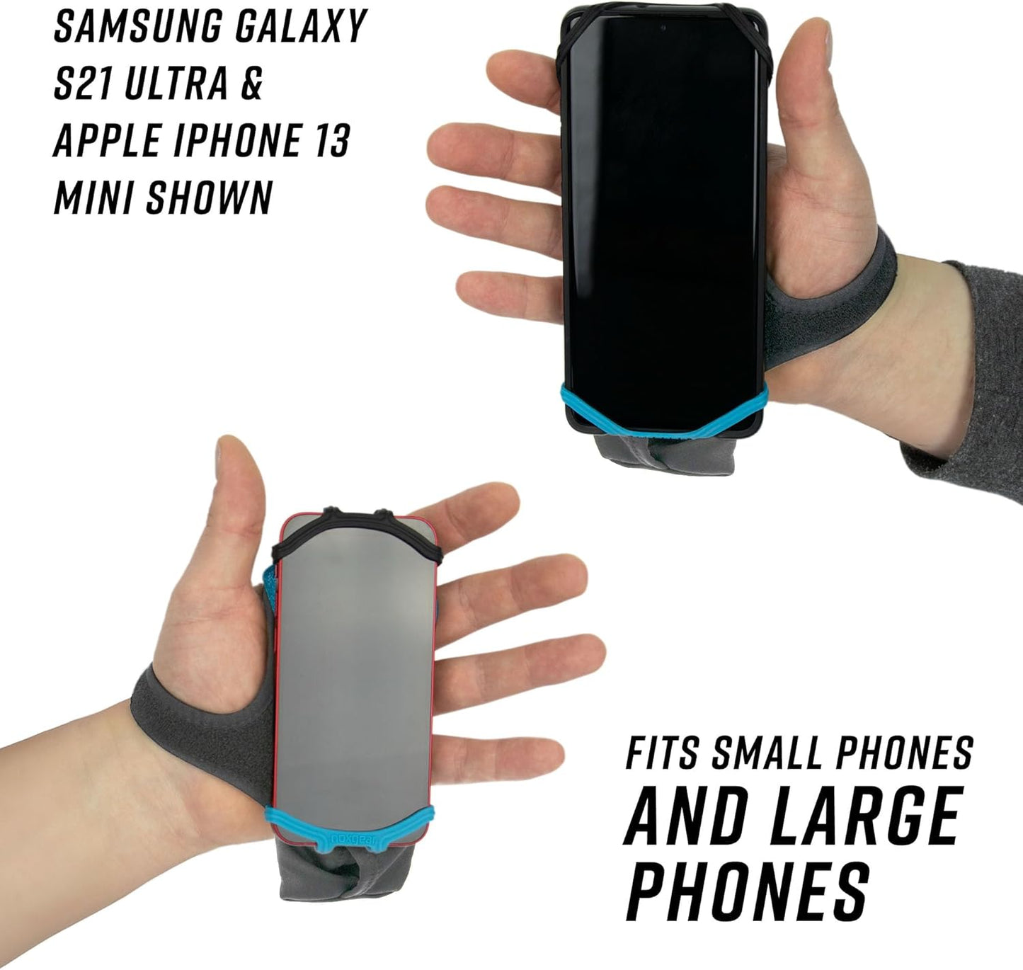 Noxgear Hand Held Phone Holder - Handheld Grip Phone Holder with Key Fob & Card Slot for Running, Jogging & Working Out - Compatible with All Phones (iPhone, Samsung & Google) - Machine Washable