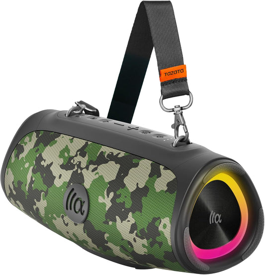 Portable Bluetooth Speaker 60W RMS,90W Peak Loud Subwoofer Wireless Stereo with HD Sound,8H Playtime IPX7 Waterproof for Party cmaping Beach (CAMO-60W RMS/90W Peak)