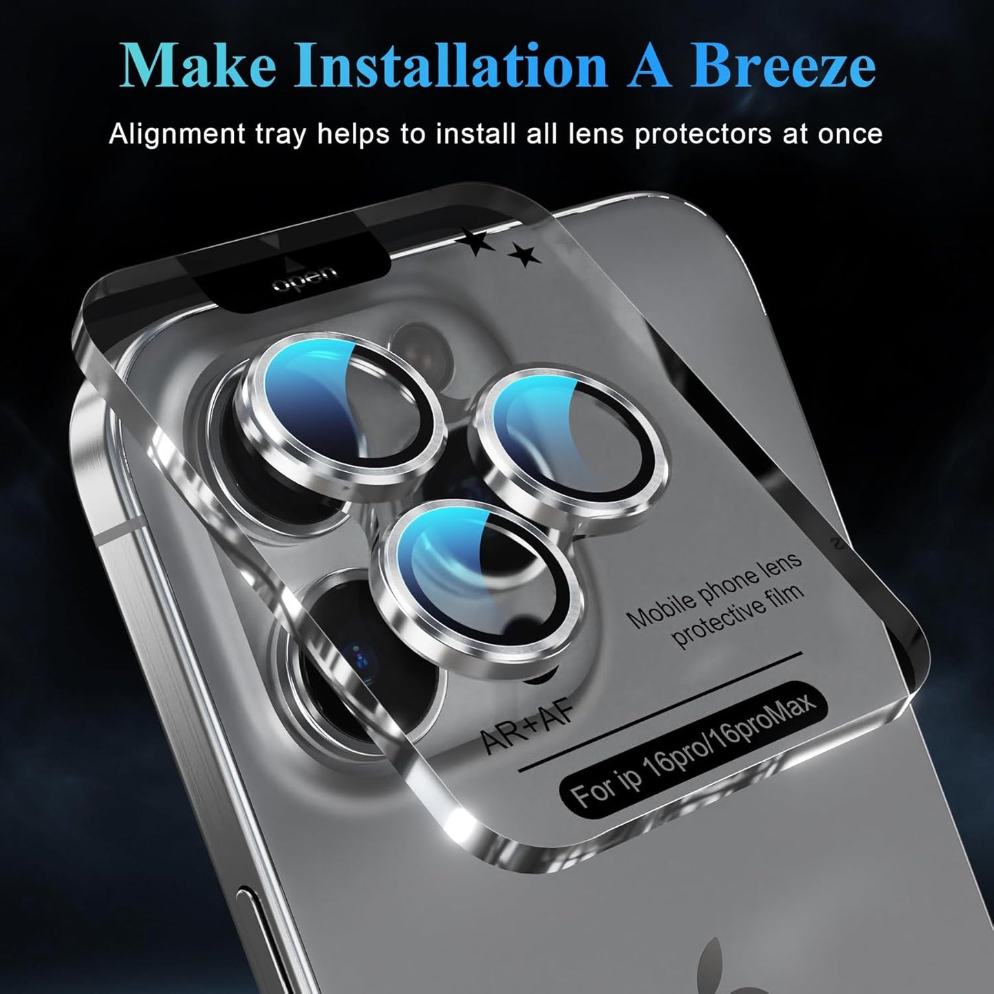 YWXTW Camera Lens Protector for iPhone 16 Pro/iPhone 16 Pro Max, [1 Step Installation Tray] Tempered Glass Screen Protector Metal Individual Camera Cover Accessories Case Friendly (White Titanium)