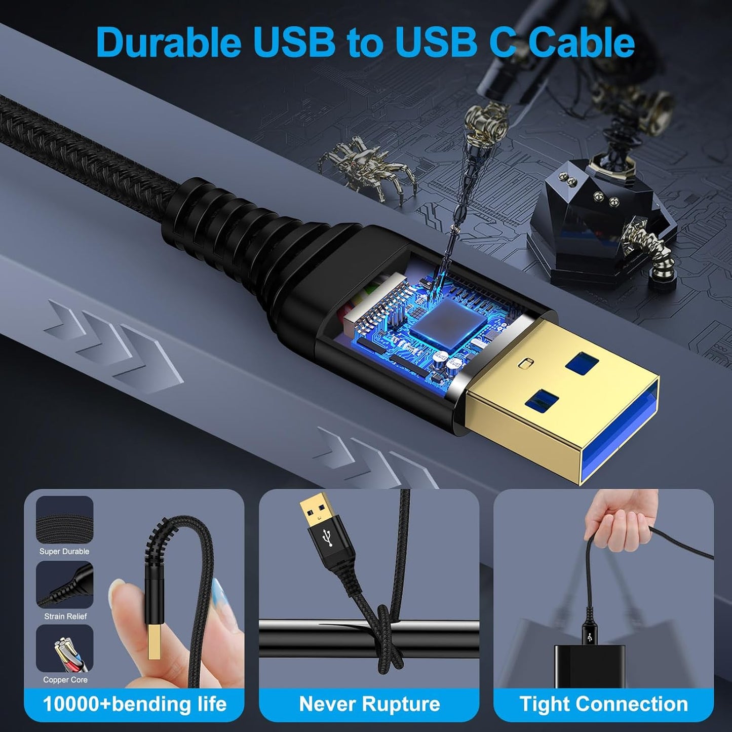 USB to USB Cable,10FT High Speed USB3.0 Cable Male to Male USBA to USBA Cord Double Sided Type A to A Data Transfer Cord for External Hard Driver,Laptop Cooler,DVD Player,TV,Monitor,Printer,Set Up Box