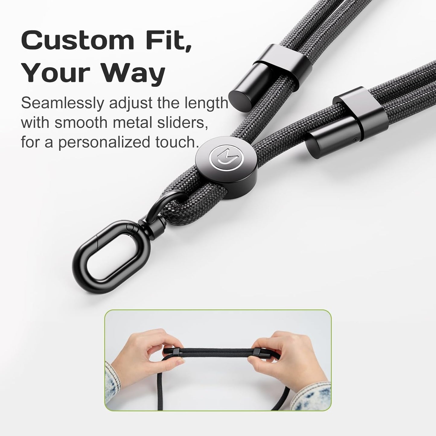 Phone Lanyard, Phone Strap, Adjustable Anti-Theft Crossbody Strap for Man & Women, Universal Cell Phone Neck lanyard, with 2 Tether Tabs, Premium Metal Buckles, Skin-Friendly, Black