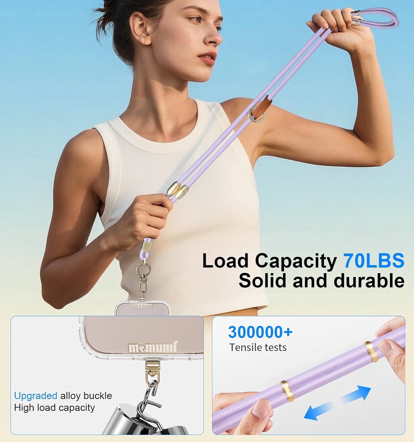 memumi 3 in 1 Universal Adjustable Phone Lanyard, Crossbody Neck Wrist Strap for All Smartphones, Anti-Theft Secure Lanyard