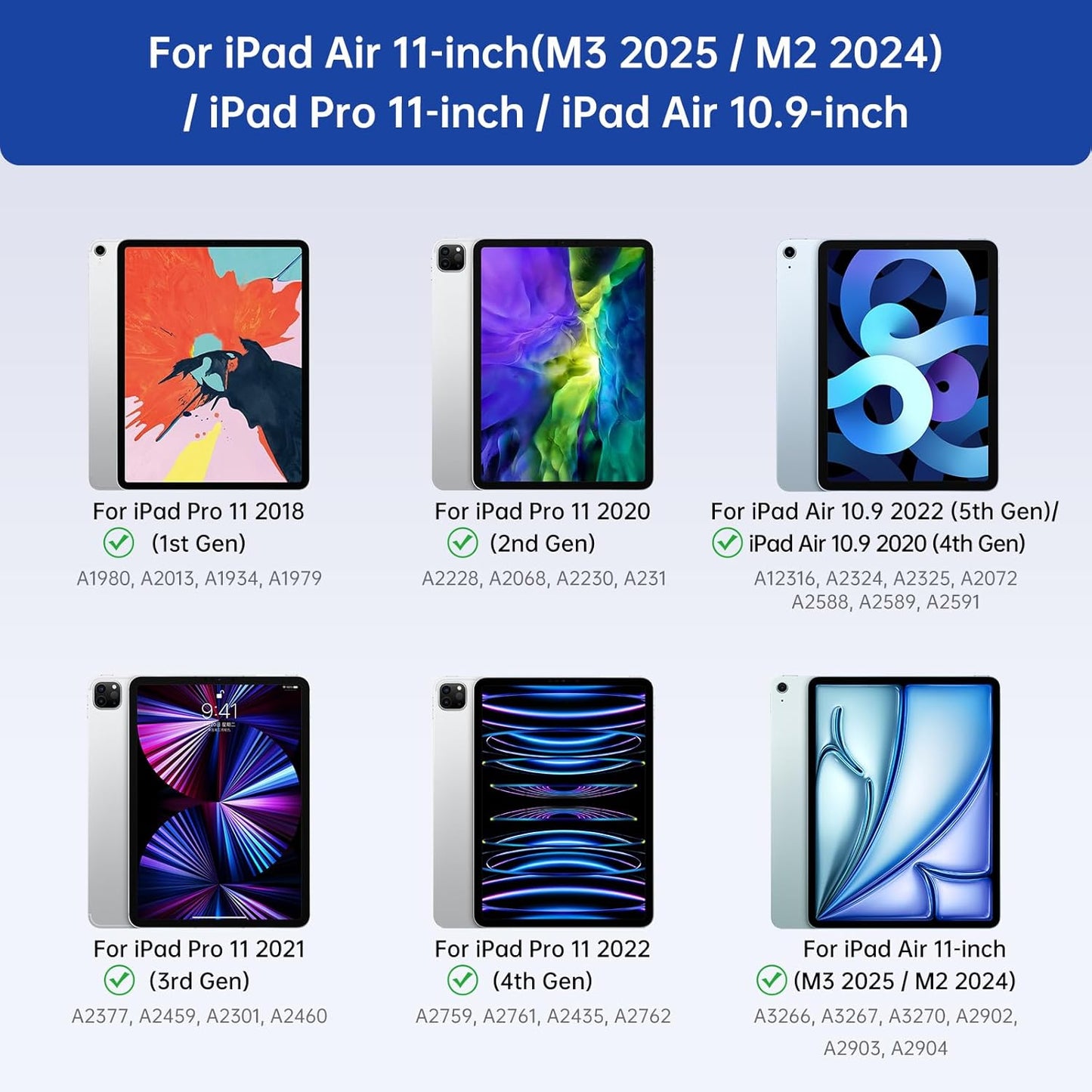 Keyboard Case with Stylus Pen for ipad Air 11-inch (M3 2025,M2 2024)iPad Pro11 in(1st/2nd/3rd/4th Generation) Magic-Style Magnetic Keyboard Case,Multi-Touch Trackpad 10.9” iPad Air 4th/5th Gen.(black)