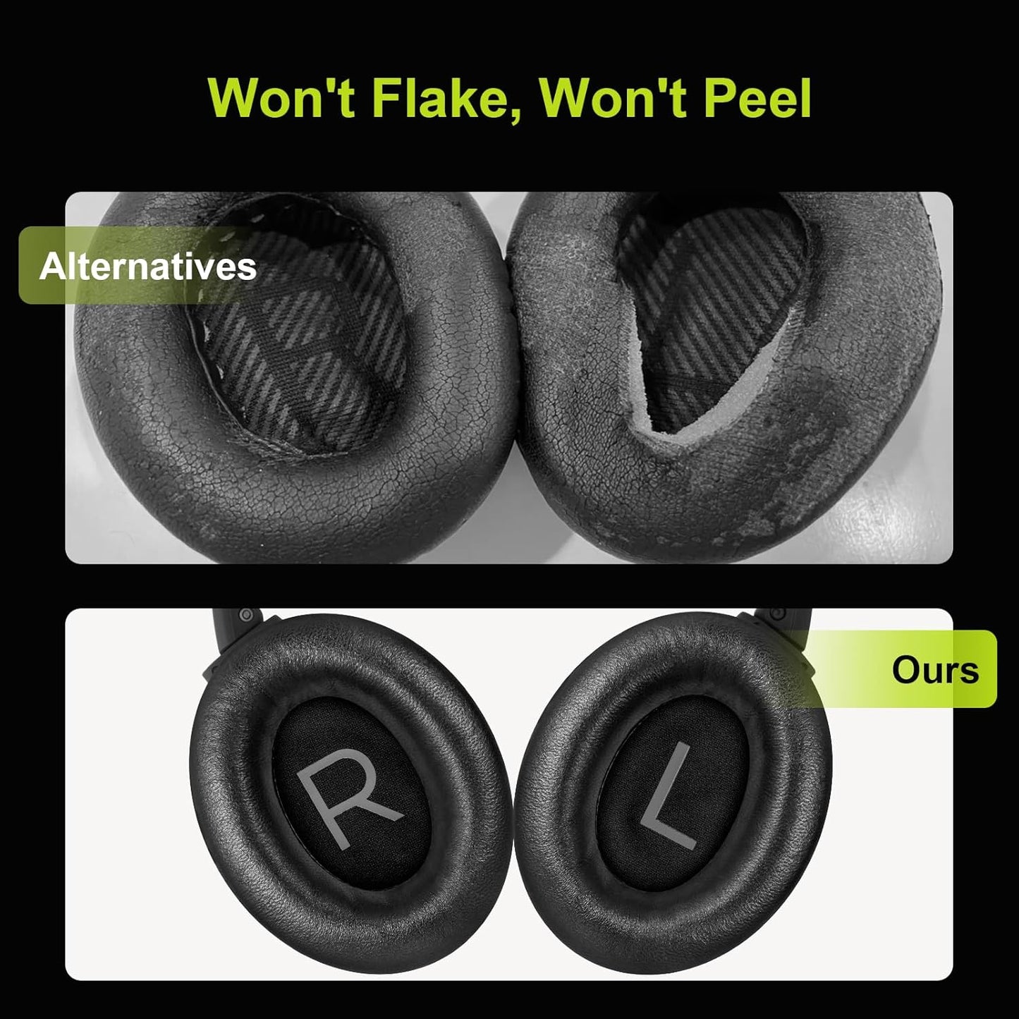 Aurivor Replacement Ear-Pads Cushions for Bose QuietComfort 45 35 35ii (QC-45 QC-35 QC-35 ii), Genuine Lambskin Ear Covers Compatible with QuietComfort SE (QC SE)/ New QuietComfort Headphones (Black)