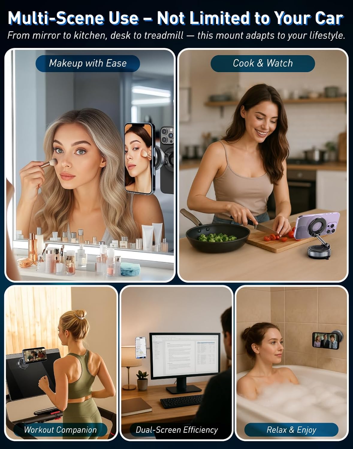 Cell Phone Holders for Your Cars/Gym/Mirror Mount for iPhone & Android Upgraded Vacuum Magnetic Car Phone Holder 360° Reinforced 150LBS Ultra Suction Cup Phone Mount for Car