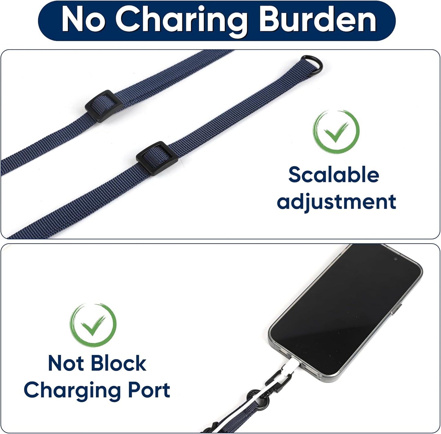 Cell Phone Strap Adjustable Wrist Strap Crossbody Cellphone Holder Extra Long Phone Lanyard Wrist Lanyard (Navy)