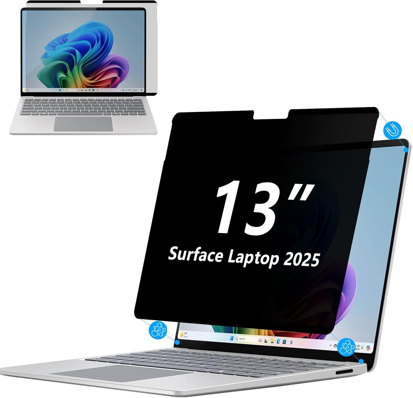 Adeway Magnetic Privacy Screen for Surface Laptop 13 inch (2025), Anti-Glare, 30° Side View Protection, Washable & Reusable Privacy Filter, Bubble-Free Installation