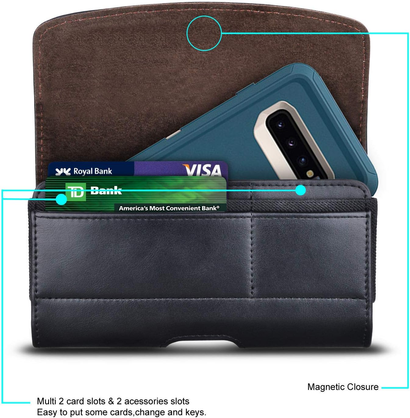 Phone Holster for iPhone 16 15 14 Pro Max 13 12 11 XR X XS SE 8 Plus 7 Plus 6s 6 Nylon Cell Phone Pouch Belt Holder Carrying Case with Belt Clip Loops,Black