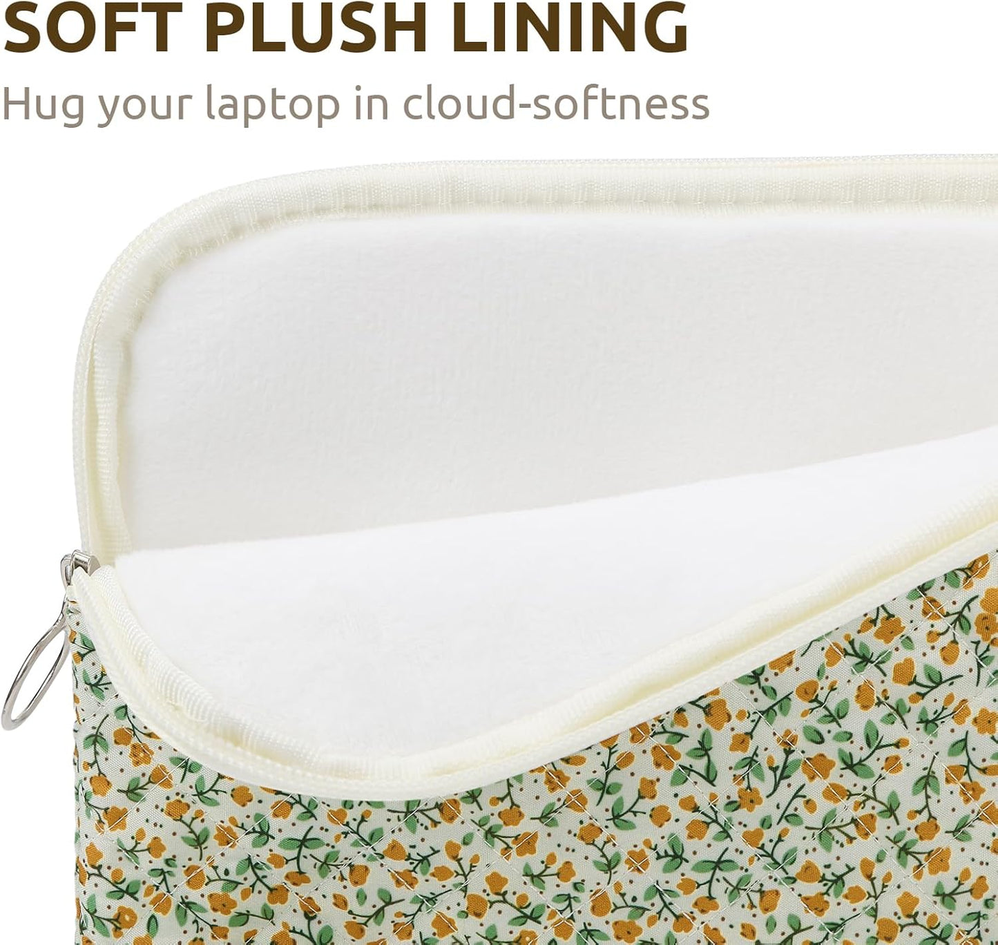 Puffy Laptop Sleeve 13-15.6 Inch Cute Quilted Laptop Protective Case Padded Floral Computer Sleeve for MacBook (B-Yellow, 11 Inch)