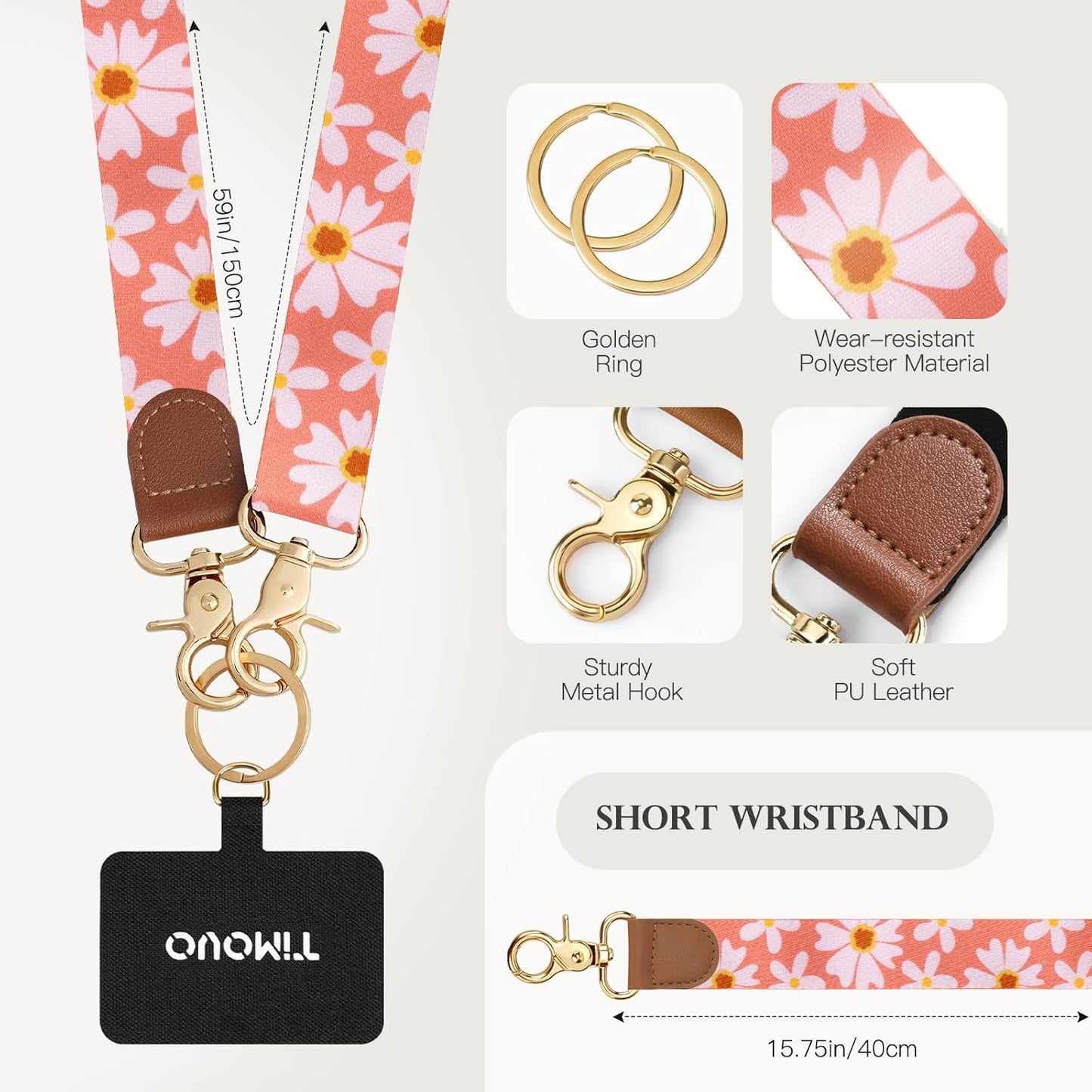 TiMOVO Phone Lanyard Crossbody Wrist Strap, Adjustable Anti-Theft Strap for Smartphone Case