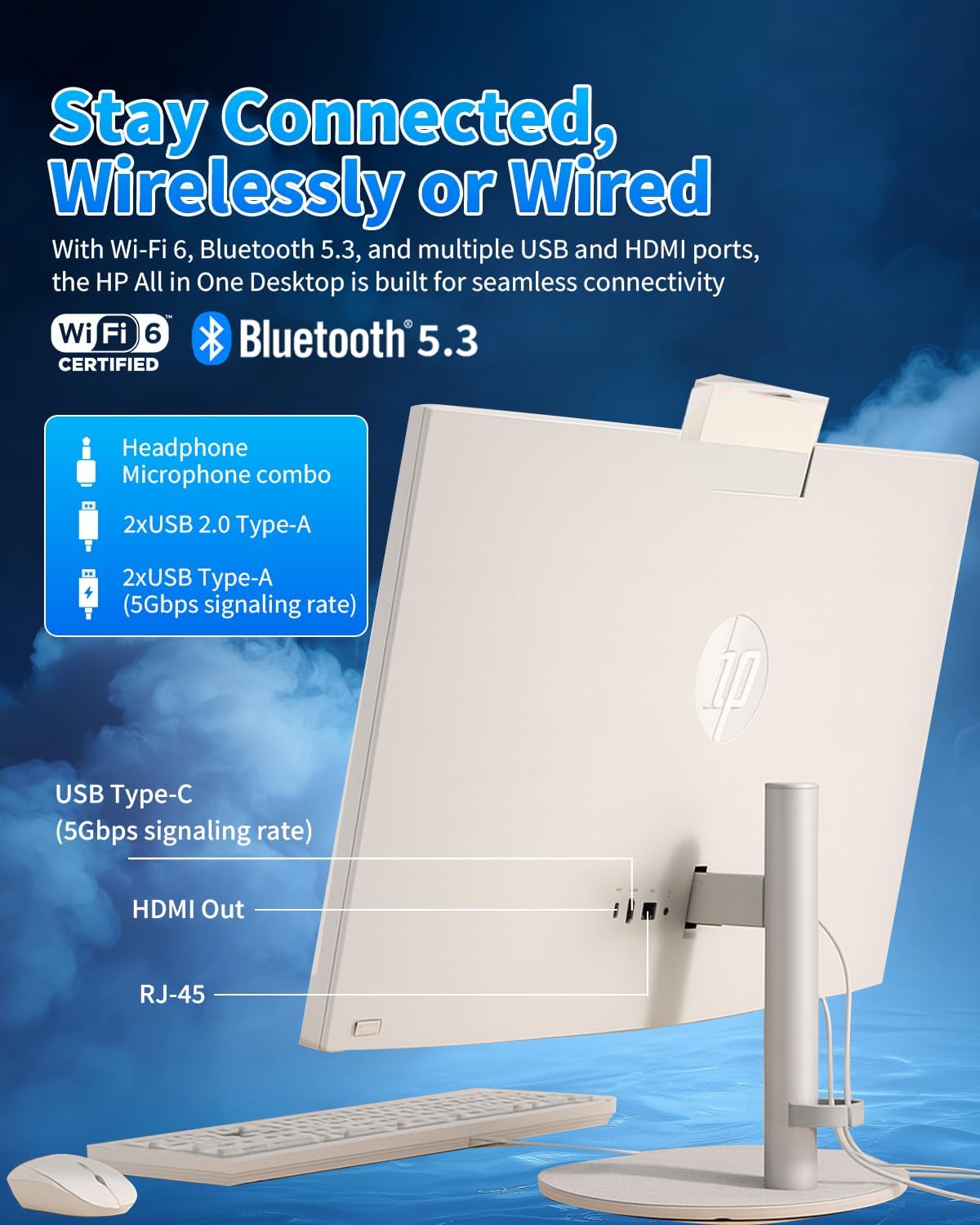 HP 27" All-in-One Desktop Computer - FHD Touchscreen | Intel Ultra 7‑155U | AI‑Enhanced Display, Facial Login | Privacy Pop‑Up Camera | Win 11 Pro, w/Accessories | 32GB DDR5 + 1TB SSD