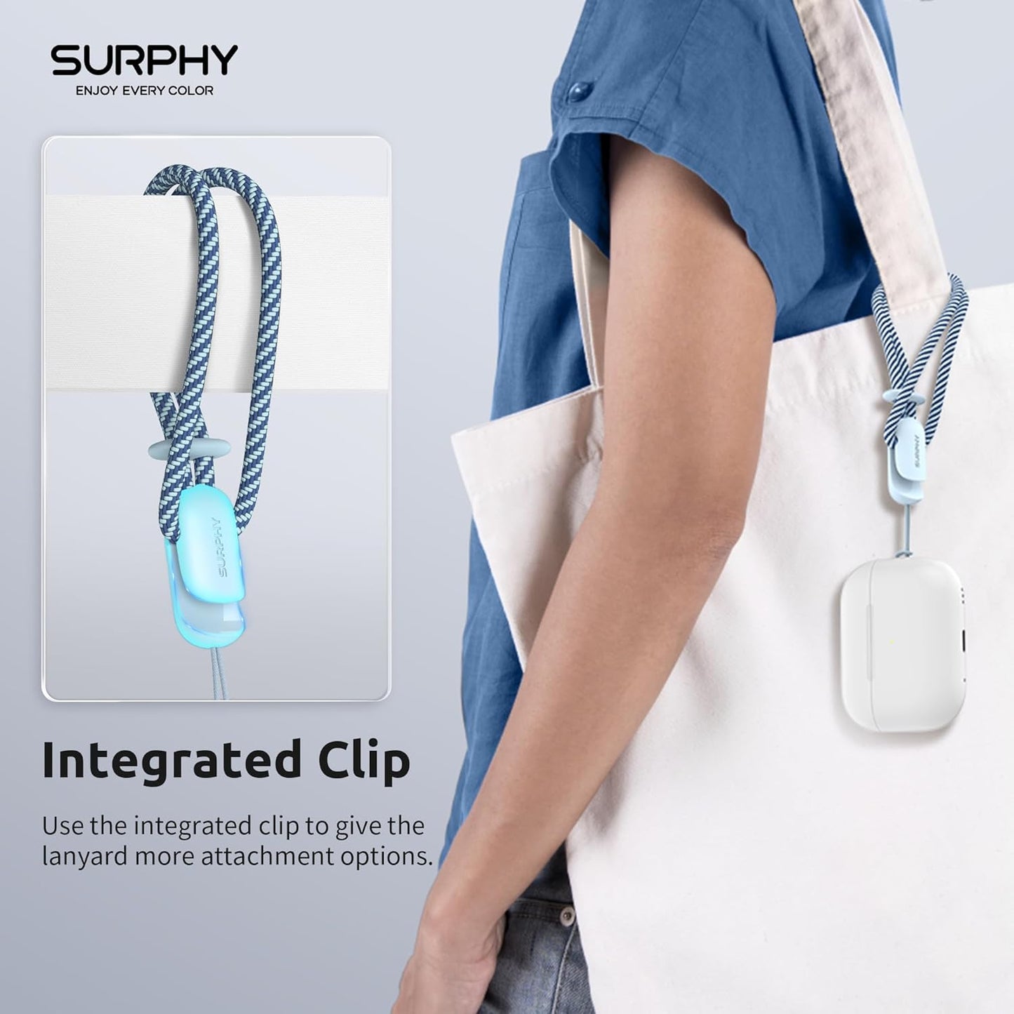 SURPHY 2 Pack Phone Lanyard for Cellphone Case, Phone Wrist Strap for Case, Cellphone Strap with 2-Color Braided, Charm Wrist Lanyard for Women and Men, Cloud Blue & Gray