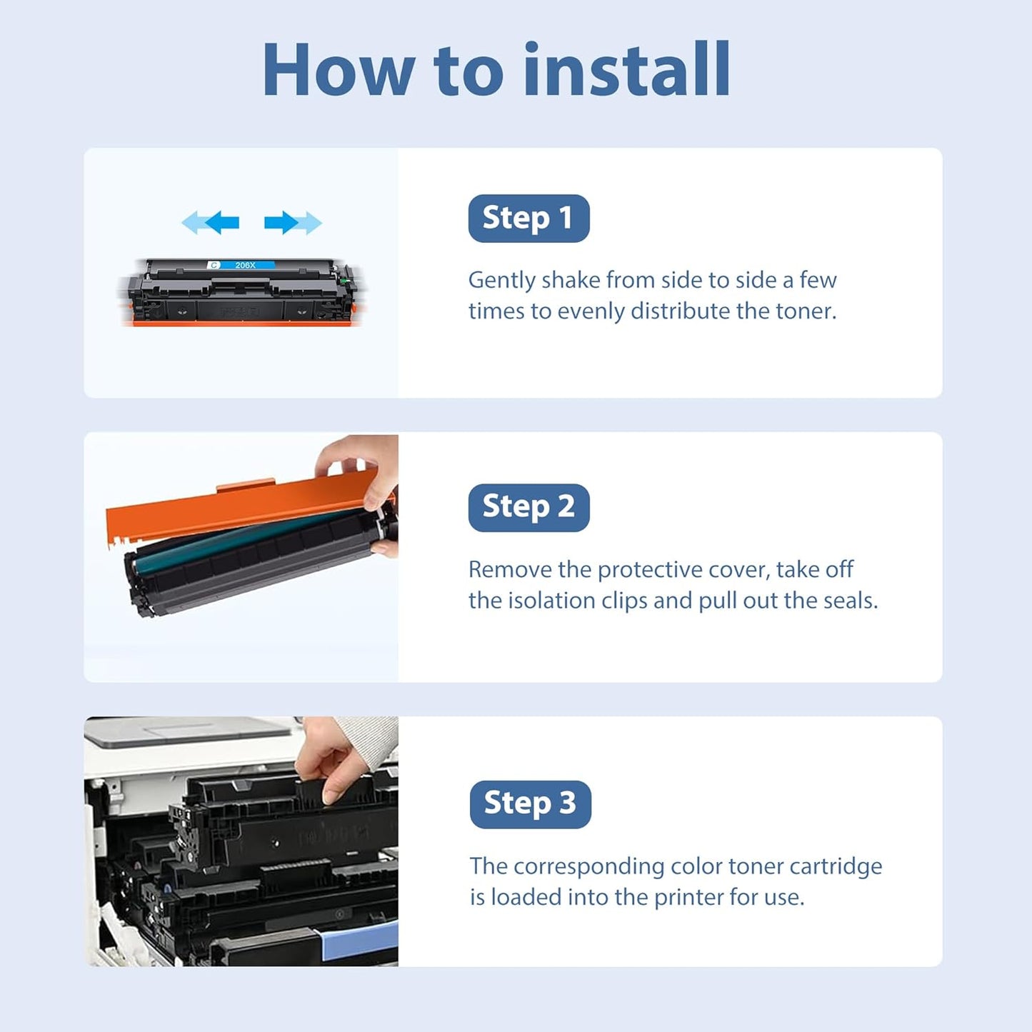 206X Toner Cartridges High Yield 4 Pack Compatible for HP 206X 206A Set for HP Color Laserjet Pro M255dw M255nw MFP M283fdw M283cdw M282nw M283fdn Printer(Black/Cyan/Yellow/Magenta)