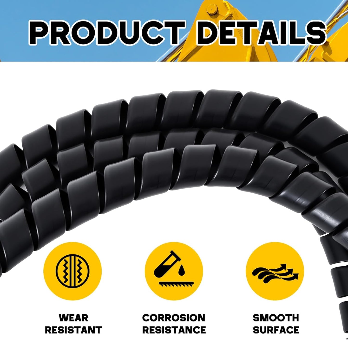 Spiral Wrap Cable Protector, Safe 1.25" Od x 40' Pre Cut Lengths Hydraulic Hose Protector Wrap to Avoid Wear and Extend Life for Hydraulic Pneumatic Hoses