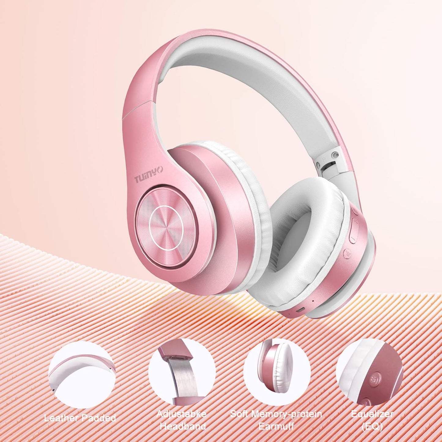 TUINYO Get Immersed in Audio Wireless Headphones - Over Ear, Bluetooth, Foldable & with Mic - Perfect for Travel, Work, TV and Cellphone